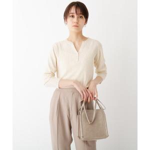 ニット ◆ファインゲージヴィスコース ランダムリブヘンリーネックニット【WEB限定サイズ】