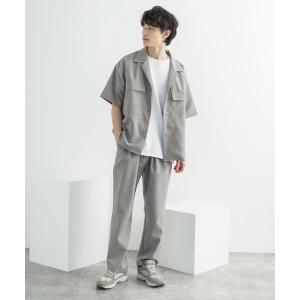 セットアップ ポリトロ 半袖オープンカラーシャツ ZIPシャツ＆2タックアンクルイージーパンツ