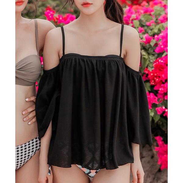 水着 オフショルトップス付き ビキニ 3点セット水着 レディース