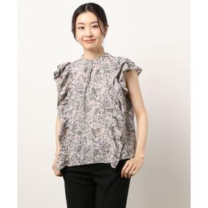 シャツ ブラウス フリルノースリーブブラウス レディース