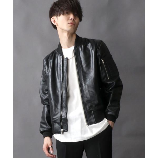 ma1 ma-1 Real Leather Cowhide MA-1 Jacket/リアルレザー牛革...