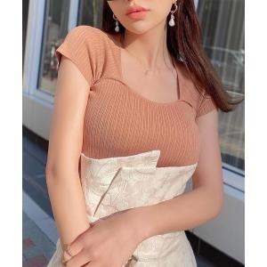 tシャツ Tシャツ ダブルアーチネックビスチェニット