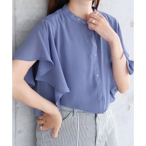 ブラウス シャツ 半袖 フリルフレアスリーブブラウス レディース