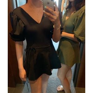 水着 ラグジュアリームードVネックパフワンピース水着