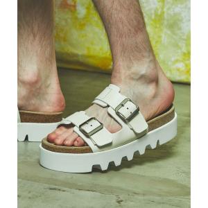 サンダル 《ユニセックスアイテム》【SPECIAL SHOES FACTORY コラボ】東京産ダブルベルトコルクドッキング厚底スムースレザースポーツサ