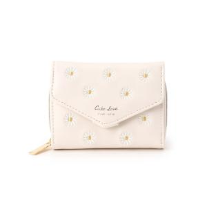 財布 マーガレット刺繍三つ折り財布