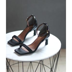 サンダル ストレートヒールアンクルストラップサンダル レディース