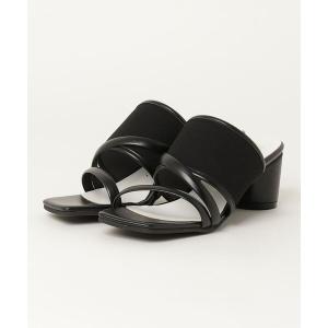 サンダル スクエア雑材×合皮サンダル(japan made) レディース