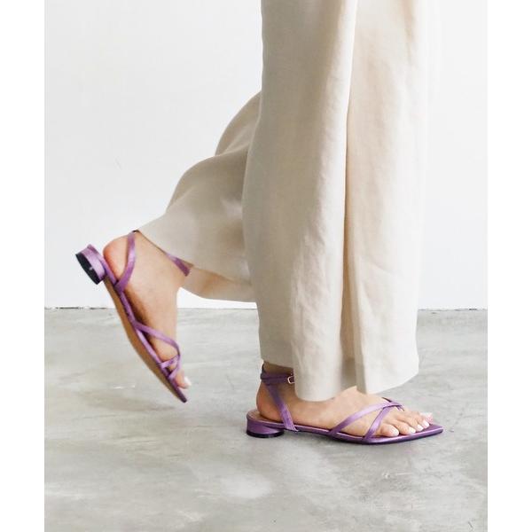 サンダル ポインテッドトゥサテンストラップサンダル レディース