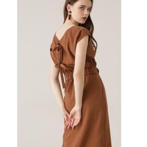 ワンピース 麻混バックリボンワンピース