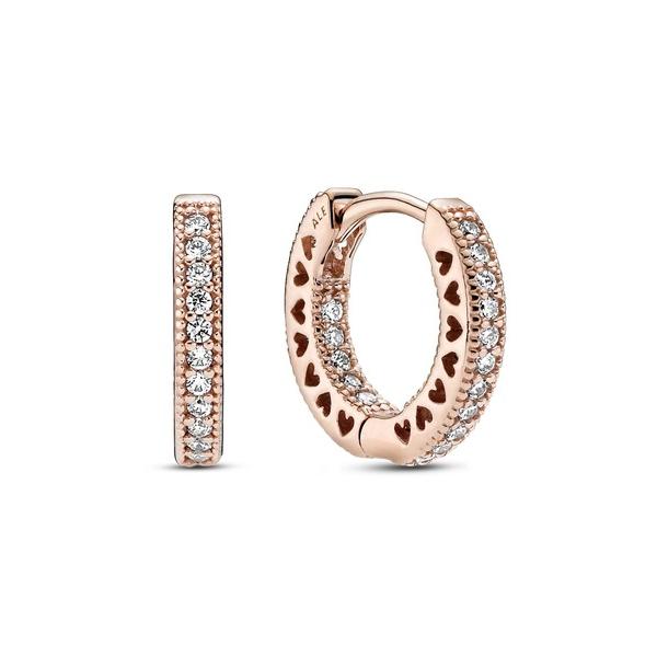 ピアス パヴェ ハート フープ ピアス （ローズゴールド） レディース