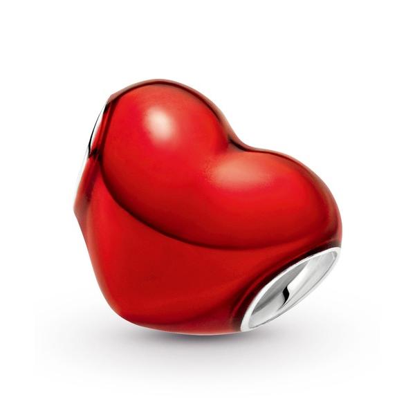 チャーム メタリック レッド ハート チャーム レディース