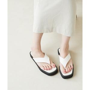 サンダル スクエアトゥ厚底トングサンダル レディース