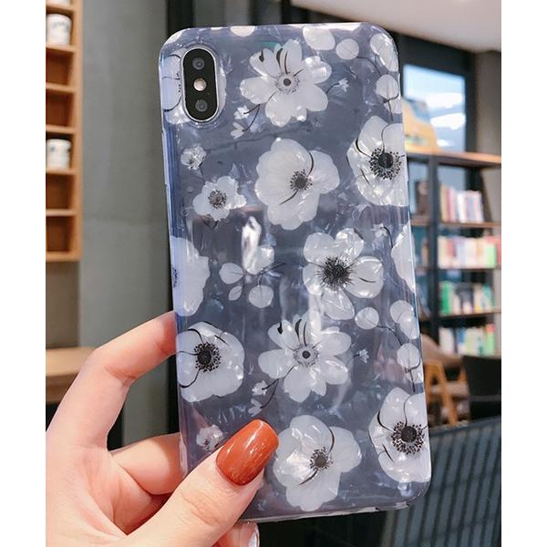 スマホケース シェル風キラキラ 花柄 スマホケース
