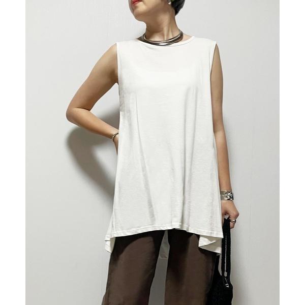 タンクトップ ノースリーブ 「Fizz/フィズ」　バックフレア　ロングタンクトップ レディース