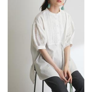 シャツ ブラウス ピンタック＆レースで主役級。コットンチュニック