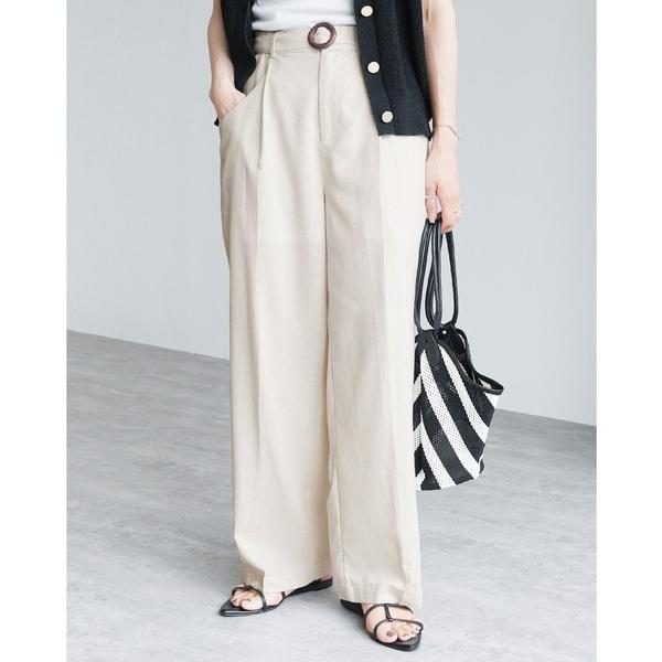 パンツ 「低身長さんから高身長さんまで！」リネンベルトパンツ レディース
