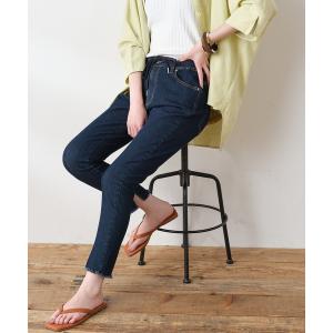 ジーンズ デニム デニムパンツ ひんやり裾フリンジデニムレギパン レディース