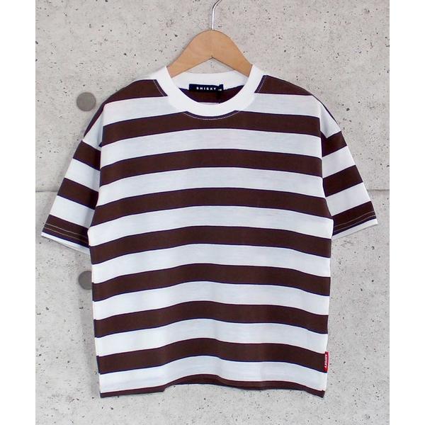 tシャツ ビッグシルエット5分袖先染めボーダーTシャツ キッズ キッズ 子供服 男の子 女の子