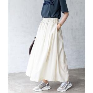 スカート コットンナイロンシアーランダムタックスカート◆