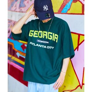 tシャツ Tシャツ WEGO/ヘビーウェイトカレッジロゴビッグシルエット5分袖Tシャツ