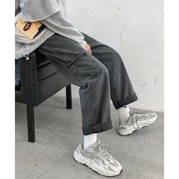 ジーンズ 「neos -addictive design-」ルーズシルエット セミワイド ペインター...