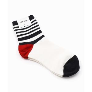 靴下 ボーダー柄　クルー丈ソックス