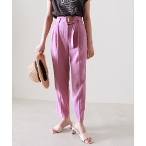 パンツ スラックス ベルト付カラータックパンツ レディース