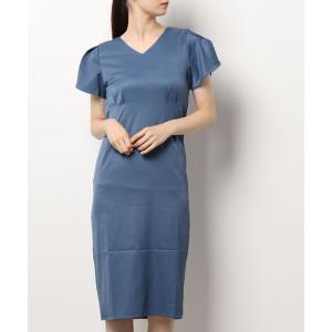 ワンピース タックVネックロングワンピース レディース