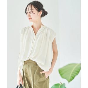 シャツ ブラウス 「前後2WAY」サテンギャザーフレンチスリーブブラウス レディース