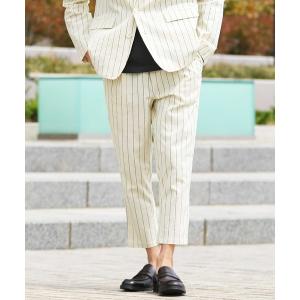 パンツ スラックス 綿麻ストレッチワンタックテーパードスラックスイージーパンツ