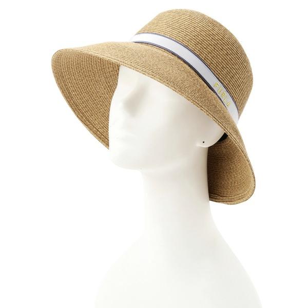 帽子 ハット 洗える 天然ハット　ロゴ刺繍リボン レディース