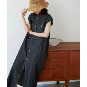 ワンピース デニムノースリーブシャツワンピース レディース