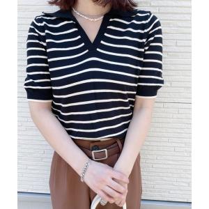 tシャツ Tシャツ キーネックボーダーTEE