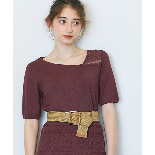 ニット セーター SUアシメネックシアーレースニットプルオーバー レディース