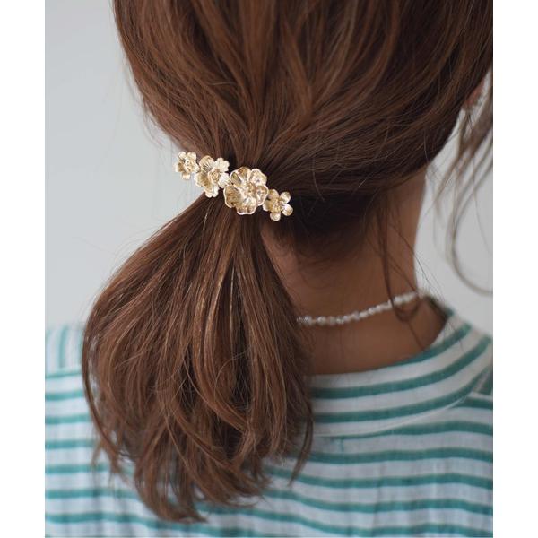ヘアピン フラワー×リーフ メタル ポニーフック/ヘアカフ/ヘアピアス