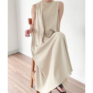 ワンピース リネンレーヨンノースリーブマキシ丈ワンピース