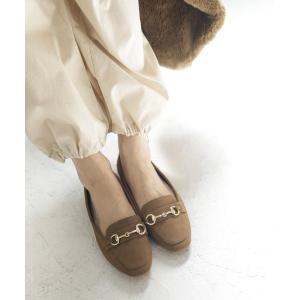 ローファー ビット付きスクエアトゥローファーパンプス レディース