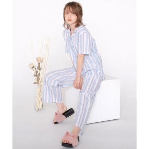ルームウェア パジャマ シーチングストライプシャツ ルームウェア（上下セット）パジャマ