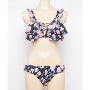 水着 Nuckle Market 刺繍フリル花柄ビキニ
