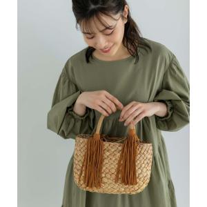 バッグ カゴバッグ スウェードフリンジかごバッグ レディース