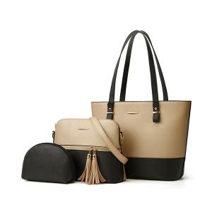 トートバッグ バッグ 「3点セット」「A4収納可」ポーチ付き配色トートバッグ レディース