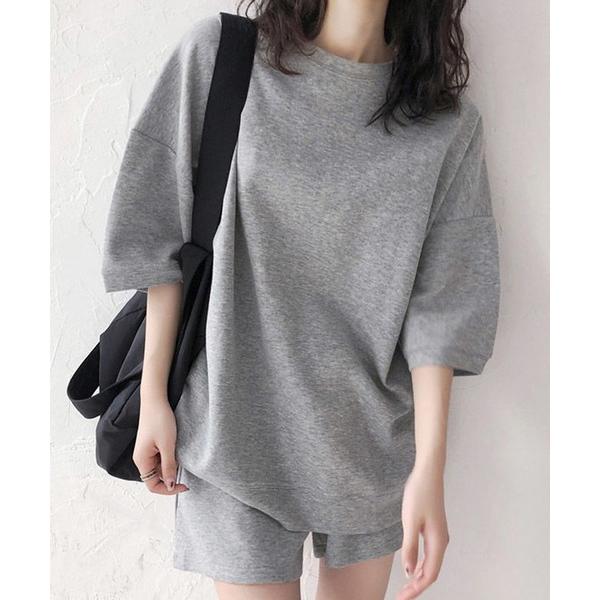 トレーナー スウェット ショートパンツ+トップス2点セットのルームウェア セットアップ ワンマイルウ...