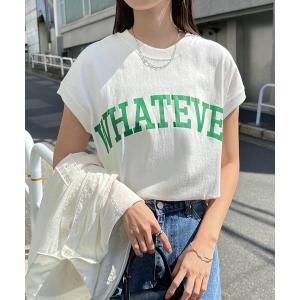 tシャツ コットン天竺ロゴプリントフレンチスリーブTシャツ レディース