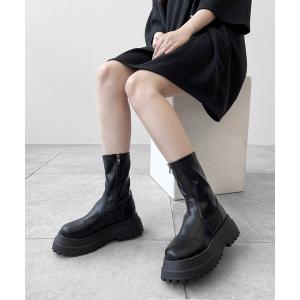 ブーツ 厚底ソックスブーツ　　スキンブーツ レディース