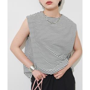 tシャツ ボーダーノースリーブカットソー /トップス レディース