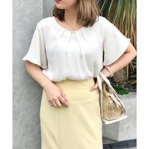 シャツ ブラウス レディース ピン付トロミフレアスリーブ／ブラウス