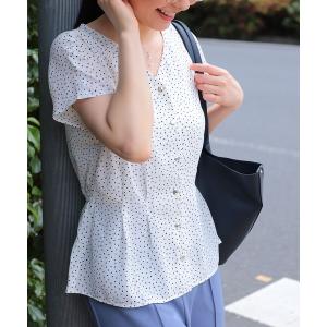 シャツ ブラウス ぺプラムブラウス