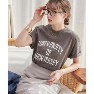 tシャツ Tシャツ レディース GILDAN カレッジロゴ オーバーサイズ プリント Tシャツ 半袖