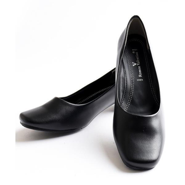 パンプス リクルート・フォーマルローヒールプレーンパンプス